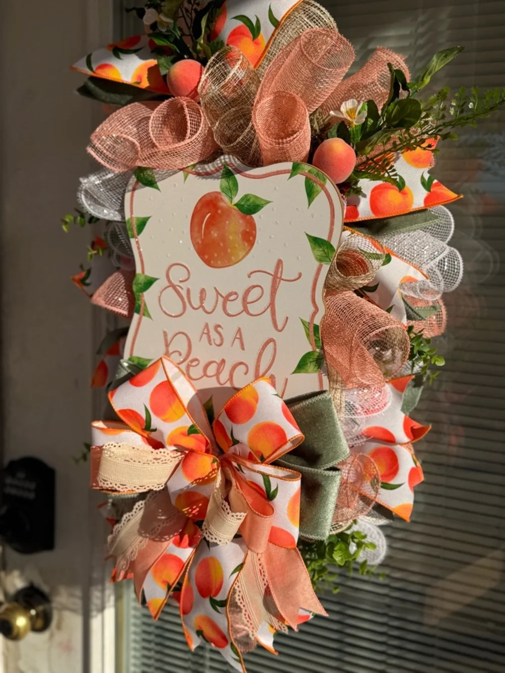 Sweet as a Peach Home Holiday Door Wreath - Peach Color